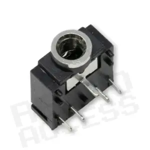 PCB Mount Socket, Female, 3.5mm Stereo TRS Horizontal