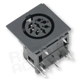 PCB Mount Socket, Female, DIN 8 270° Horizontal for CoreGrafx, TurboDuo, PC Engine Duo