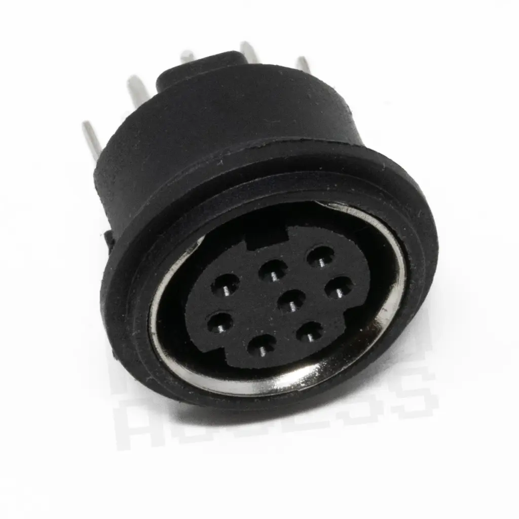 PCB Mount Socket, Female, Mini-DIN 8 XRGB Vertical