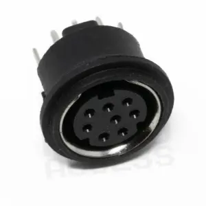 PCB Mount Socket, Female, Mini-DIN 8 XRGB Vertical